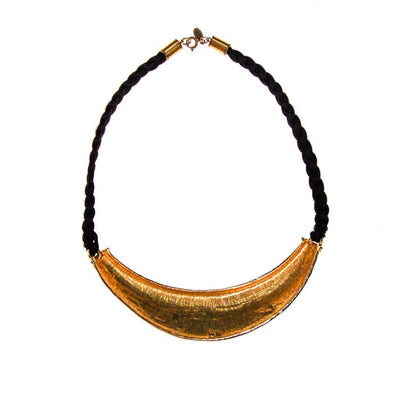 Cadoro Gold and Black Silk Cord Statement Necklace by Cadoro - Vintage Meet Modern Vintage Jewelry - Chicago, Illinois - #oldhollywoodglamour #vintagemeetmodern #designervintage #jewelrybox #antiquejewelry #vintagejewelry