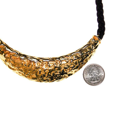 Cadoro Gold and Black Silk Cord Statement Necklace by Cadoro - Vintage Meet Modern Vintage Jewelry - Chicago, Illinois - #oldhollywoodglamour #vintagemeetmodern #designervintage #jewelrybox #antiquejewelry #vintagejewelry