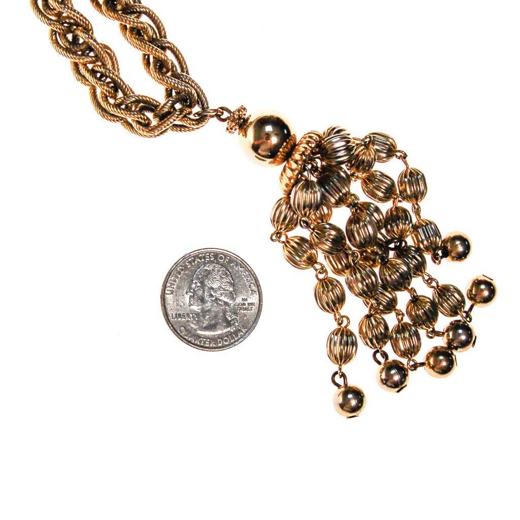 Monet Gold Beaded Tassel Necklace by Monet - Vintage Meet Modern Vintage Jewelry - Chicago, Illinois - #oldhollywoodglamour #vintagemeetmodern #designervintage #jewelrybox #antiquejewelry #vintagejewelry
