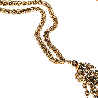 Monet Gold Beaded Tassel Necklace by Monet - Vintage Meet Modern Vintage Jewelry - Chicago, Illinois - #oldhollywoodglamour #vintagemeetmodern #designervintage #jewelrybox #antiquejewelry #vintagejewelry