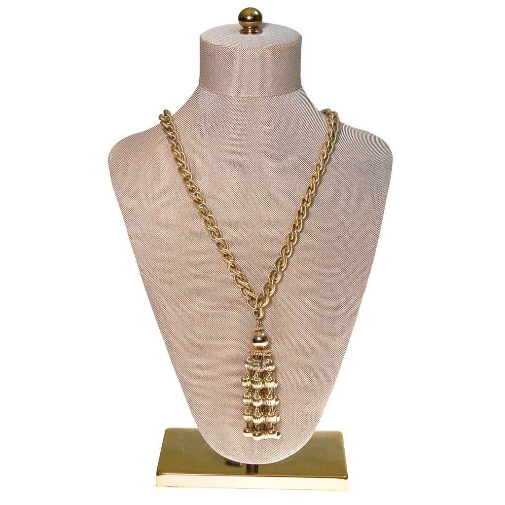 Monet Gold Beaded Tassel Necklace by Monet - Vintage Meet Modern Vintage Jewelry - Chicago, Illinois - #oldhollywoodglamour #vintagemeetmodern #designervintage #jewelrybox #antiquejewelry #vintagejewelry