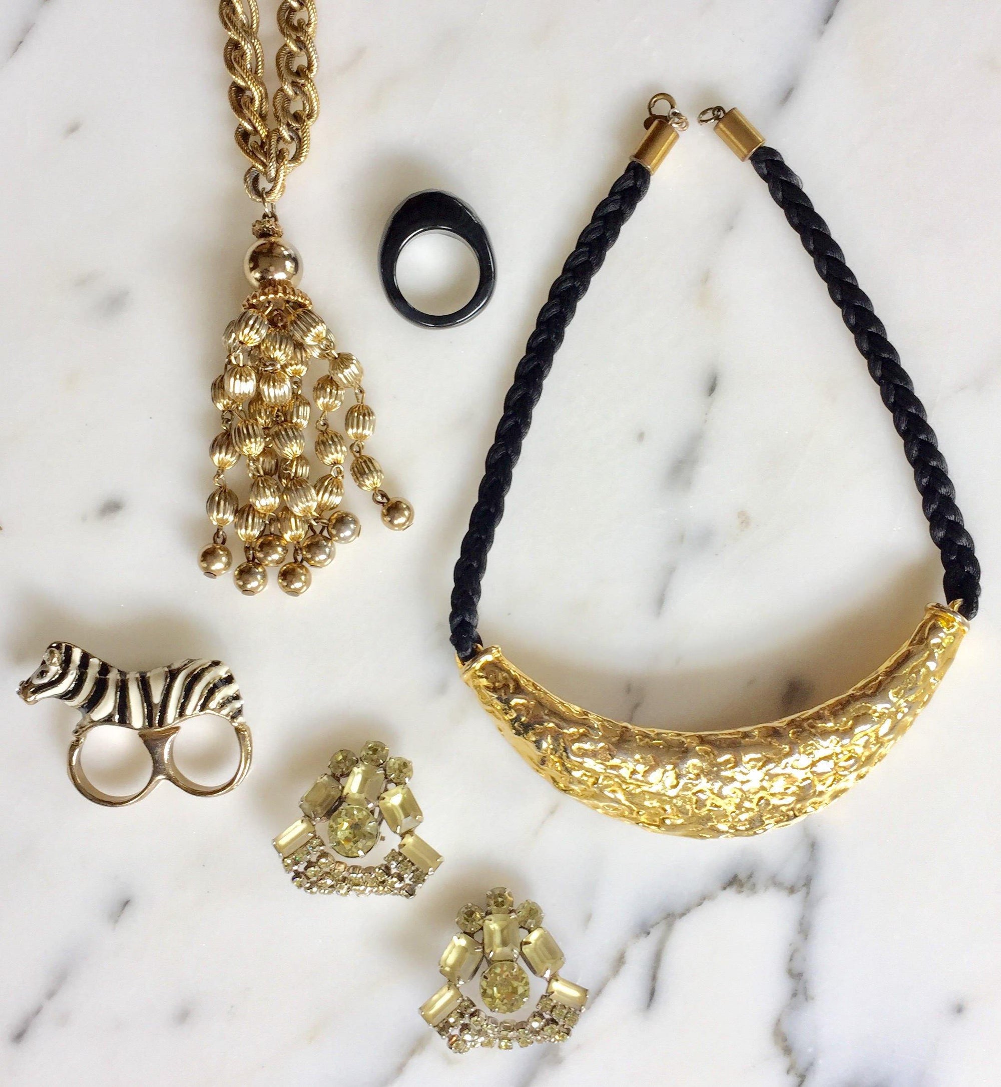 Monet Gold Beaded Tassel Necklace by Monet - Vintage Meet Modern Vintage Jewelry - Chicago, Illinois - #oldhollywoodglamour #vintagemeetmodern #designervintage #jewelrybox #antiquejewelry #vintagejewelry