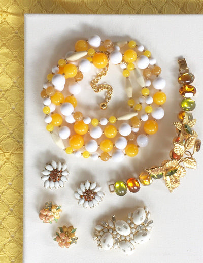 Joan Rivers Yellow and White Beaded Necklace by Joan Rivers - Vintage Meet Modern Vintage Jewelry - Chicago, Illinois - #oldhollywoodglamour #vintagemeetmodern #designervintage #jewelrybox #antiquejewelry #vintagejewelry