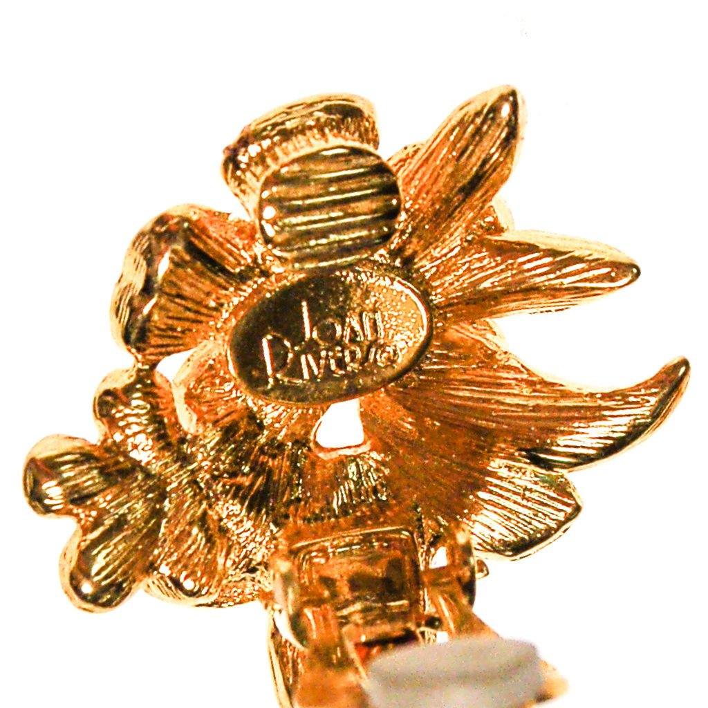 Joan Rivers Pink, Peach, Yellow Flower with Rhinestones Earrings by Joan Rivers - Vintage Meet Modern Vintage Jewelry - Chicago, Illinois - #oldhollywoodglamour #vintagemeetmodern #designervintage #jewelrybox #antiquejewelry #vintagejewelry