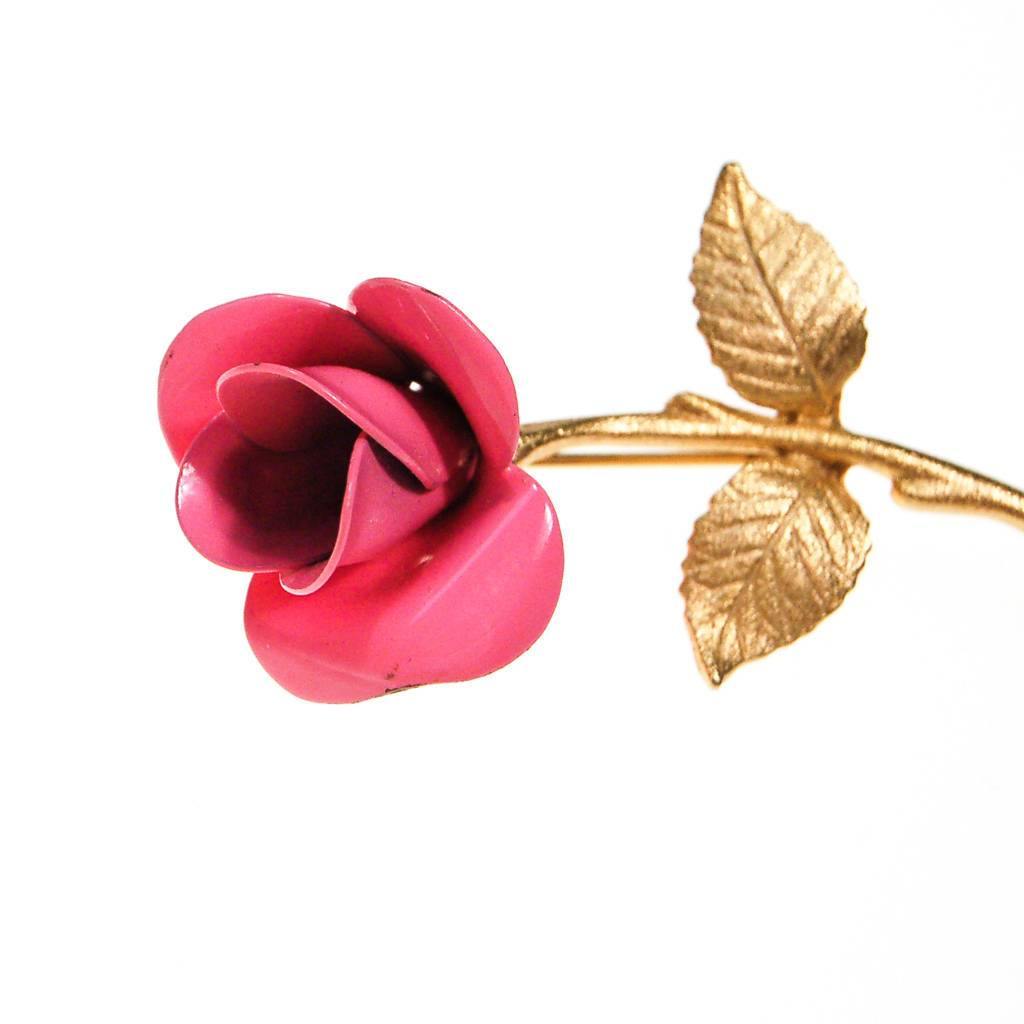 Pink Rose Brooch by 1960s - Vintage Meet Modern Vintage Jewelry - Chicago, Illinois - #oldhollywoodglamour #vintagemeetmodern #designervintage #jewelrybox #antiquejewelry #vintagejewelry