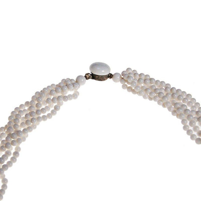 Braided Milk Glass Beaded Necklace by Made in Japan - Vintage Meet Modern Vintage Jewelry - Chicago, Illinois - #oldhollywoodglamour #vintagemeetmodern #designervintage #jewelrybox #antiquejewelry #vintagejewelry