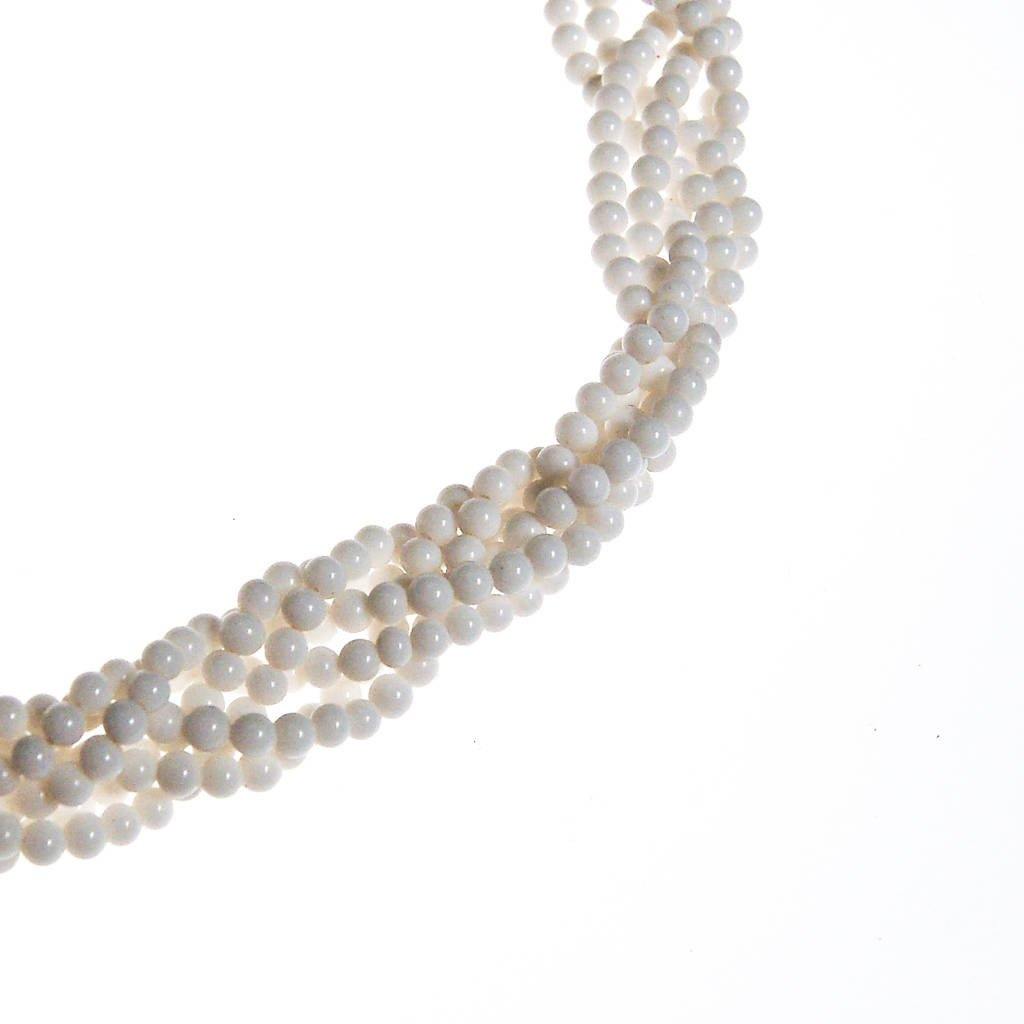 Braided Milk Glass Beaded Necklace by Made in Japan - Vintage Meet Modern Vintage Jewelry - Chicago, Illinois - #oldhollywoodglamour #vintagemeetmodern #designervintage #jewelrybox #antiquejewelry #vintagejewelry