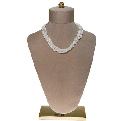 Braided Milk Glass Beaded Necklace by Made in Japan - Vintage Meet Modern Vintage Jewelry - Chicago, Illinois - #oldhollywoodglamour #vintagemeetmodern #designervintage #jewelrybox #antiquejewelry #vintagejewelry