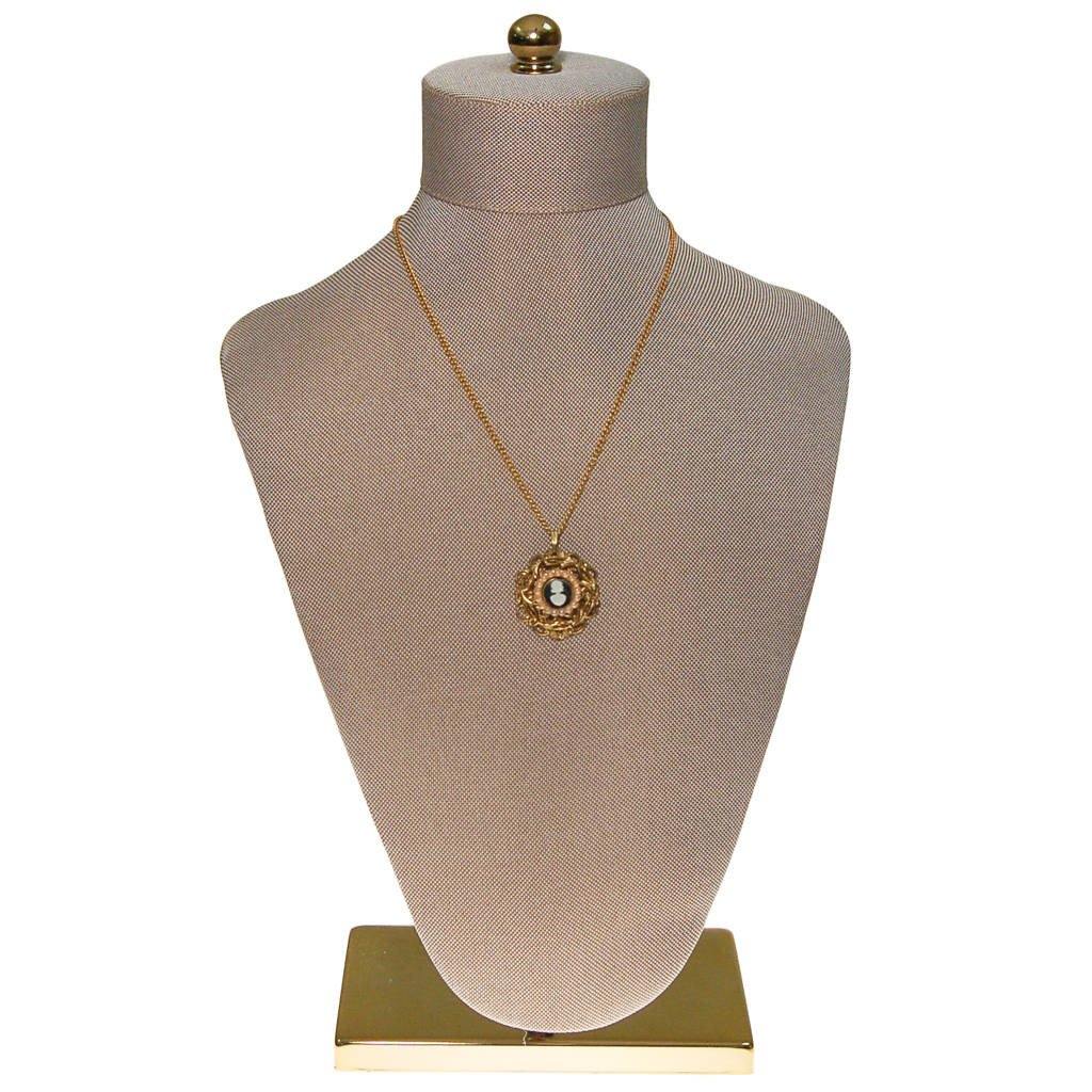 Petite Gold Tone Cameo Pendant Necklace by West Germany - Vintage Meet Modern Vintage Jewelry - Chicago, Illinois - #oldhollywoodglamour #vintagemeetmodern #designervintage #jewelrybox #antiquejewelry #vintagejewelry