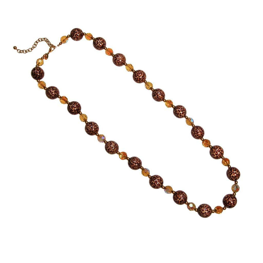 Vintage Joan Rivers Leopard Print and Crystal Bead Necklace by Joan Rivers - Vintage Meet Modern Vintage Jewelry - Chicago, Illinois - #oldhollywoodglamour #vintagemeetmodern #designervintage #jewelrybox #antiquejewelry #vintagejewelry