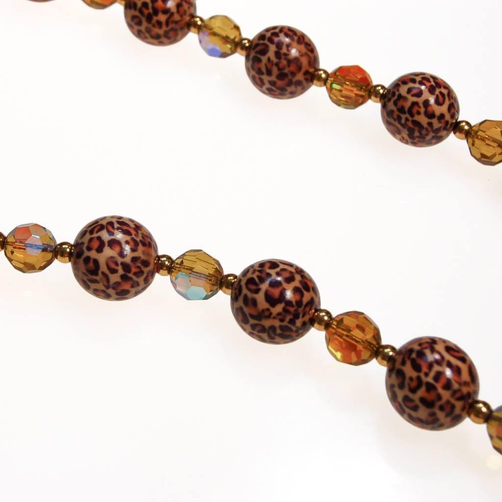 Vintage Joan Rivers Leopard Print and Crystal Bead Necklace by Joan Rivers - Vintage Meet Modern Vintage Jewelry - Chicago, Illinois - #oldhollywoodglamour #vintagemeetmodern #designervintage #jewelrybox #antiquejewelry #vintagejewelry