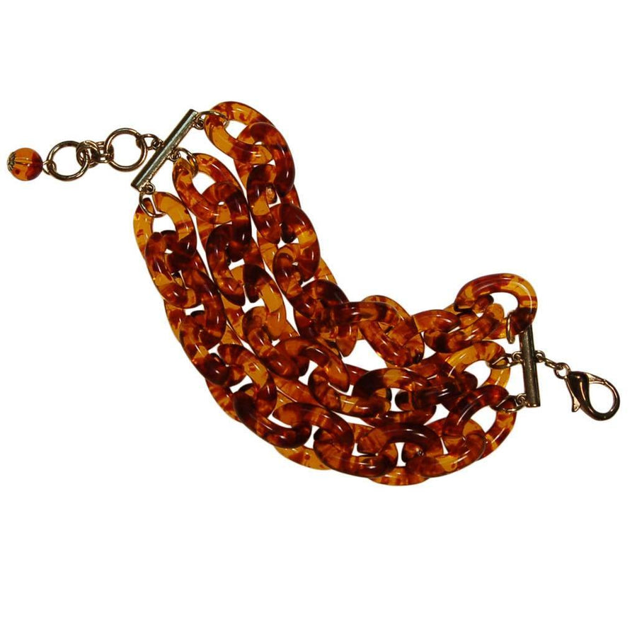 Vintage Faux Tortoise Lucite Link Bracelet by 1980s - Vintage Meet Modern Vintage Jewelry - Chicago, Illinois - #oldhollywoodglamour #vintagemeetmodern #designervintage #jewelrybox #antiquejewelry #vintagejewelry