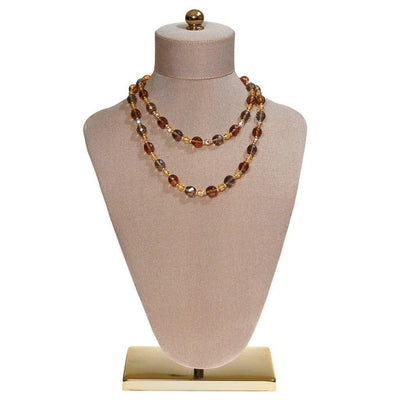 Vintage Joan Rivers Smokey and Citrine Crystal Beaded Necklace by Joan Rivers - Vintage Meet Modern Vintage Jewelry - Chicago, Illinois - #oldhollywoodglamour #vintagemeetmodern #designervintage #jewelrybox #antiquejewelry #vintagejewelry