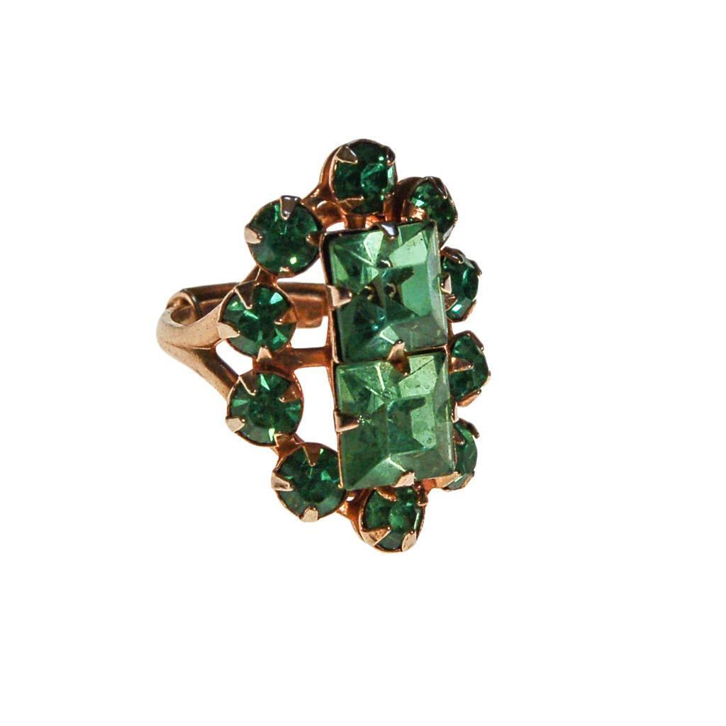 Peridot Rhinestone Statement Ring