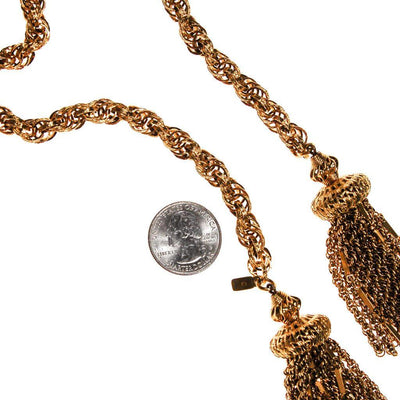 Vintage Monet Gold Tassel Lariat Necklace by Monet - Vintage Meet Modern Vintage Jewelry - Chicago, Illinois - #oldhollywoodglamour #vintagemeetmodern #designervintage #jewelrybox #antiquejewelry #vintagejewelry