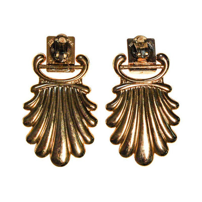 Massive Gold Fan Door Knocker Statement Earrings by 1970s - Vintage Meet Modern Vintage Jewelry - Chicago, Illinois - #oldhollywoodglamour #vintagemeetmodern #designervintage #jewelrybox #antiquejewelry #vintagejewelry