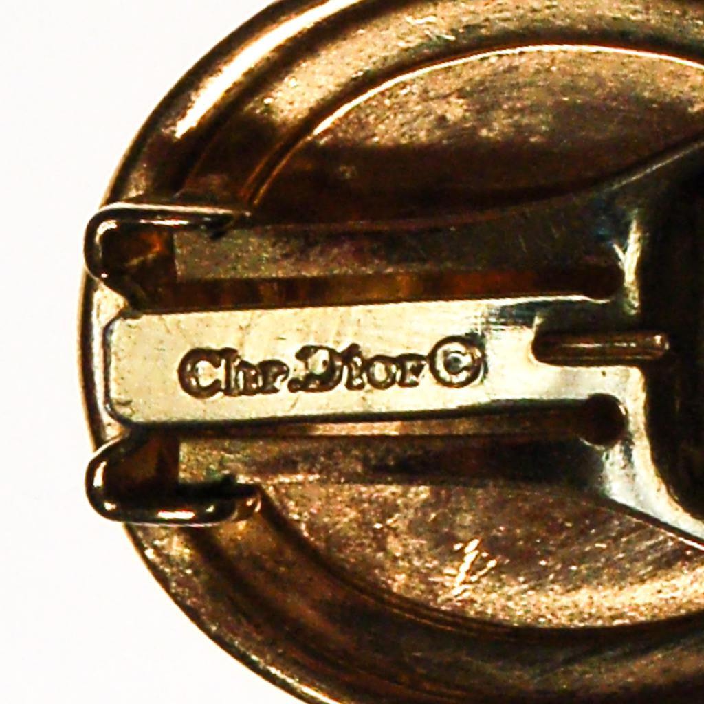 Christian Dior Earrings Gold with Cream Lucite Centers by Christian Dior - Vintage Meet Modern Vintage Jewelry - Chicago, Illinois - #oldhollywoodglamour #vintagemeetmodern #designervintage #jewelrybox #antiquejewelry #vintagejewelry