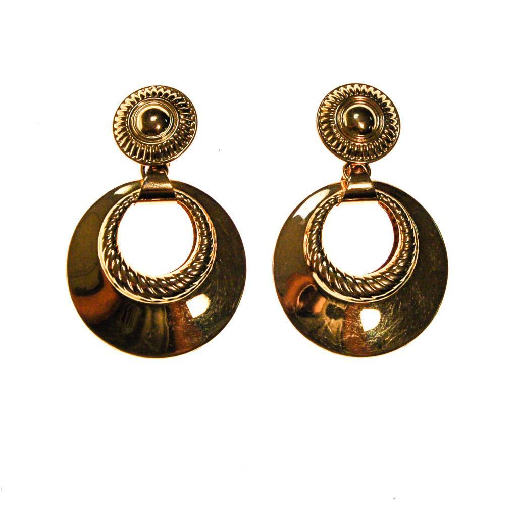 Monet Gold Tone Door Knocker Earrings by Monet - Vintage Meet Modern Vintage Jewelry - Chicago, Illinois - #oldhollywoodglamour #vintagemeetmodern #designervintage #jewelrybox #antiquejewelry #vintagejewelry
