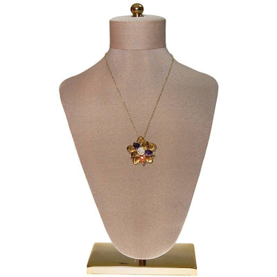 Avon Colorful Crystal Flower Pendant, Blue, Citrine, Olive, Gold, Rhinestones by Avon - Vintage Meet Modern Vintage Jewelry - Chicago, Illinois - #oldhollywoodglamour #vintagemeetmodern #designervintage #jewelrybox #antiquejewelry #vintagejewelry