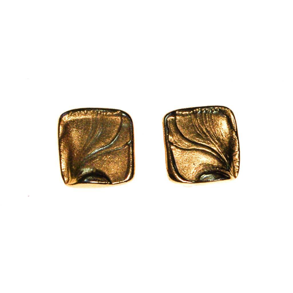 Crown Trifari Gold Tone Petite Square Earrings