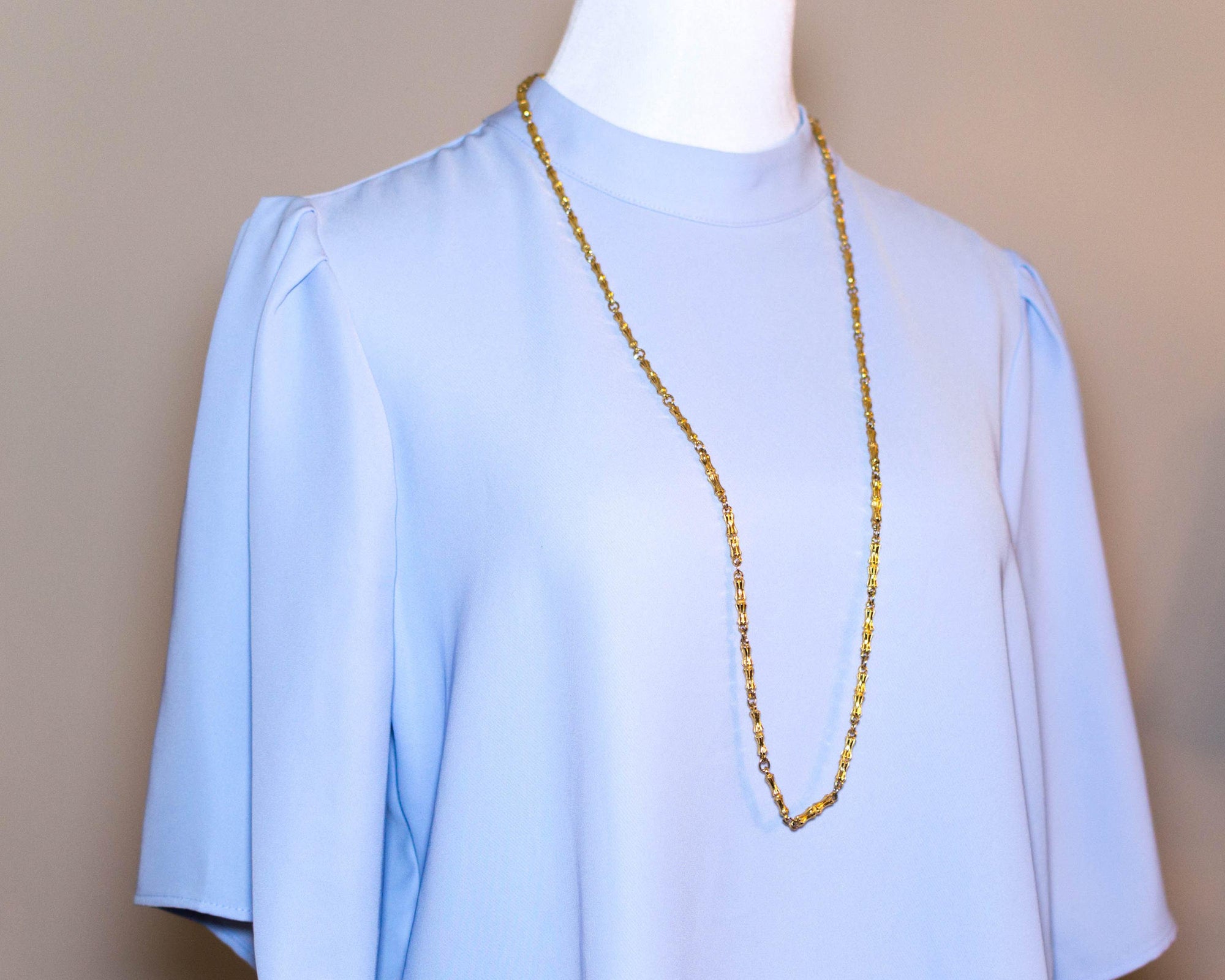 Vintage Diane von Furstenberg Gold Bamboo Link Necklace by Diane von Furstenberg - Vintage Meet Modern Vintage Jewelry - Chicago, Illinois - #oldhollywoodglamour #vintagemeetmodern #designervintage #jewelrybox #antiquejewelry #vintagejewelry