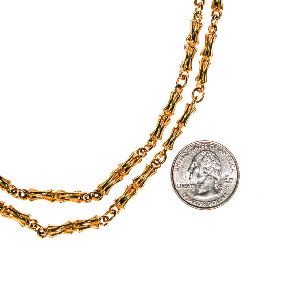 Vintage Diane von Furstenberg Gold Bamboo Link Necklace by Diane von Furstenberg - Vintage Meet Modern Vintage Jewelry - Chicago, Illinois - #oldhollywoodglamour #vintagemeetmodern #designervintage #jewelrybox #antiquejewelry #vintagejewelry