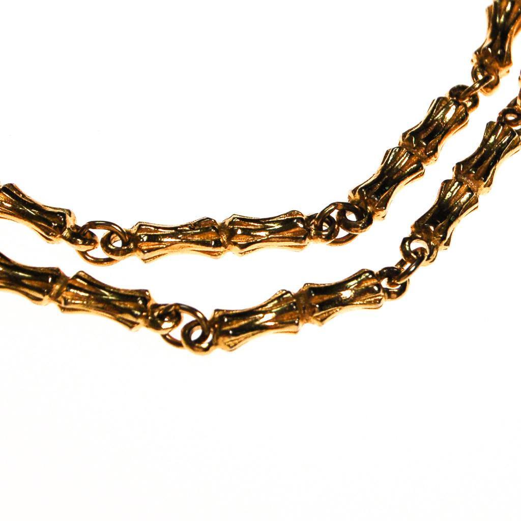 Vintage Diane von Furstenberg Gold Bamboo Link Necklace by Diane von Furstenberg - Vintage Meet Modern Vintage Jewelry - Chicago, Illinois - #oldhollywoodglamour #vintagemeetmodern #designervintage #jewelrybox #antiquejewelry #vintagejewelry