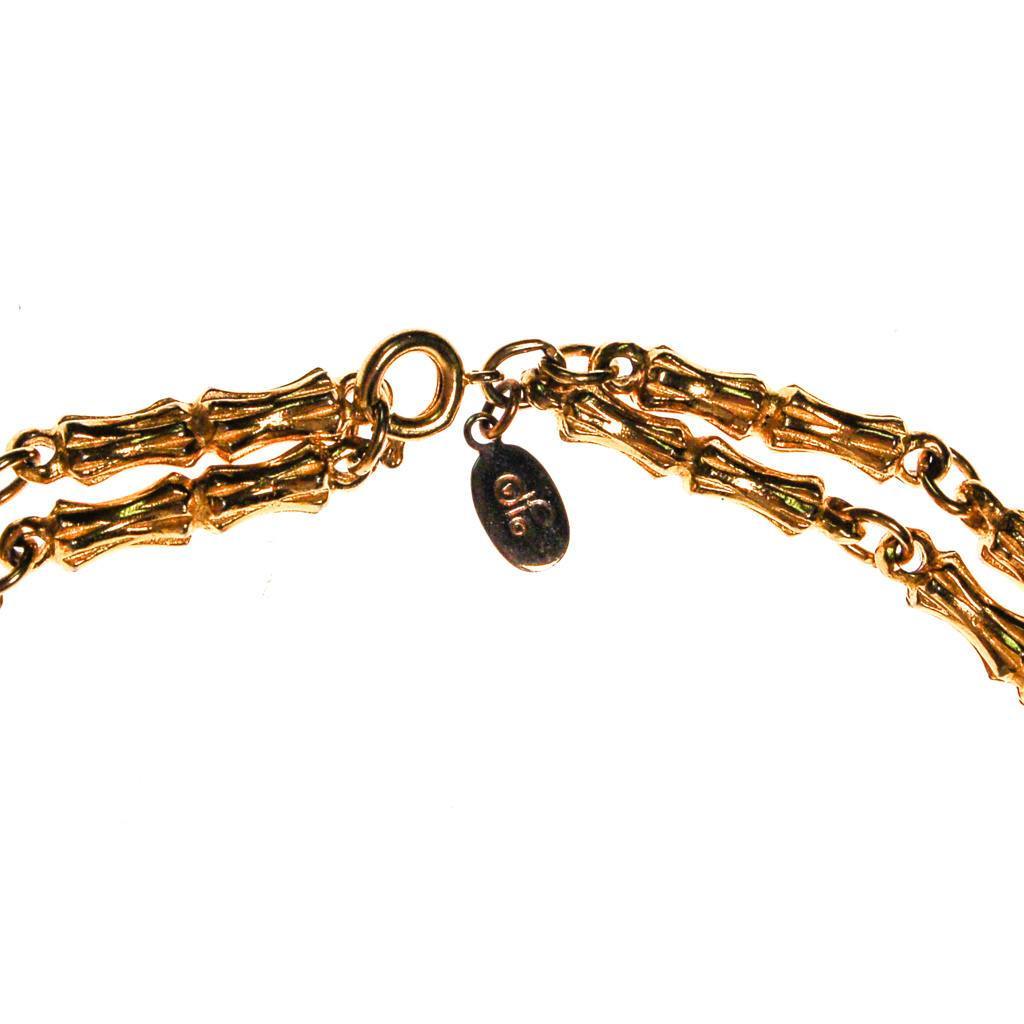 Vintage Diane von Furstenberg Gold Bamboo Link Necklace by Diane von Furstenberg - Vintage Meet Modern Vintage Jewelry - Chicago, Illinois - #oldhollywoodglamour #vintagemeetmodern #designervintage #jewelrybox #antiquejewelry #vintagejewelry