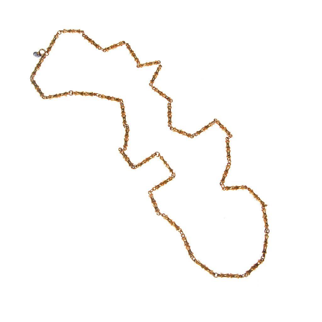 Vintage Diane von Furstenberg Gold Bamboo Link Necklace by Diane von Furstenberg - Vintage Meet Modern Vintage Jewelry - Chicago, Illinois - #oldhollywoodglamour #vintagemeetmodern #designervintage #jewelrybox #antiquejewelry #vintagejewelry