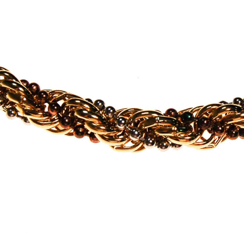 Diane von Furstenberg Gold Silver and Copper Thick Rope Chain Necklace by Diane von Furstenberg - Vintage Meet Modern Vintage Jewelry - Chicago, Illinois - #oldhollywoodglamour #vintagemeetmodern #designervintage #jewelrybox #antiquejewelry #vintagejewelry