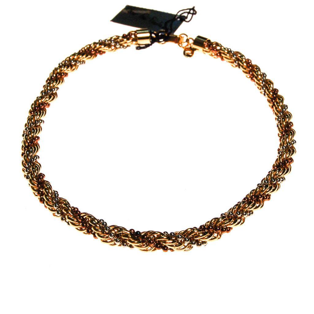 Diane von Furstenberg Gold Silver and Copper Thick Rope Chain Necklace by Diane von Furstenberg - Vintage Meet Modern Vintage Jewelry - Chicago, Illinois - #oldhollywoodglamour #vintagemeetmodern #designervintage #jewelrybox #antiquejewelry #vintagejewelry
