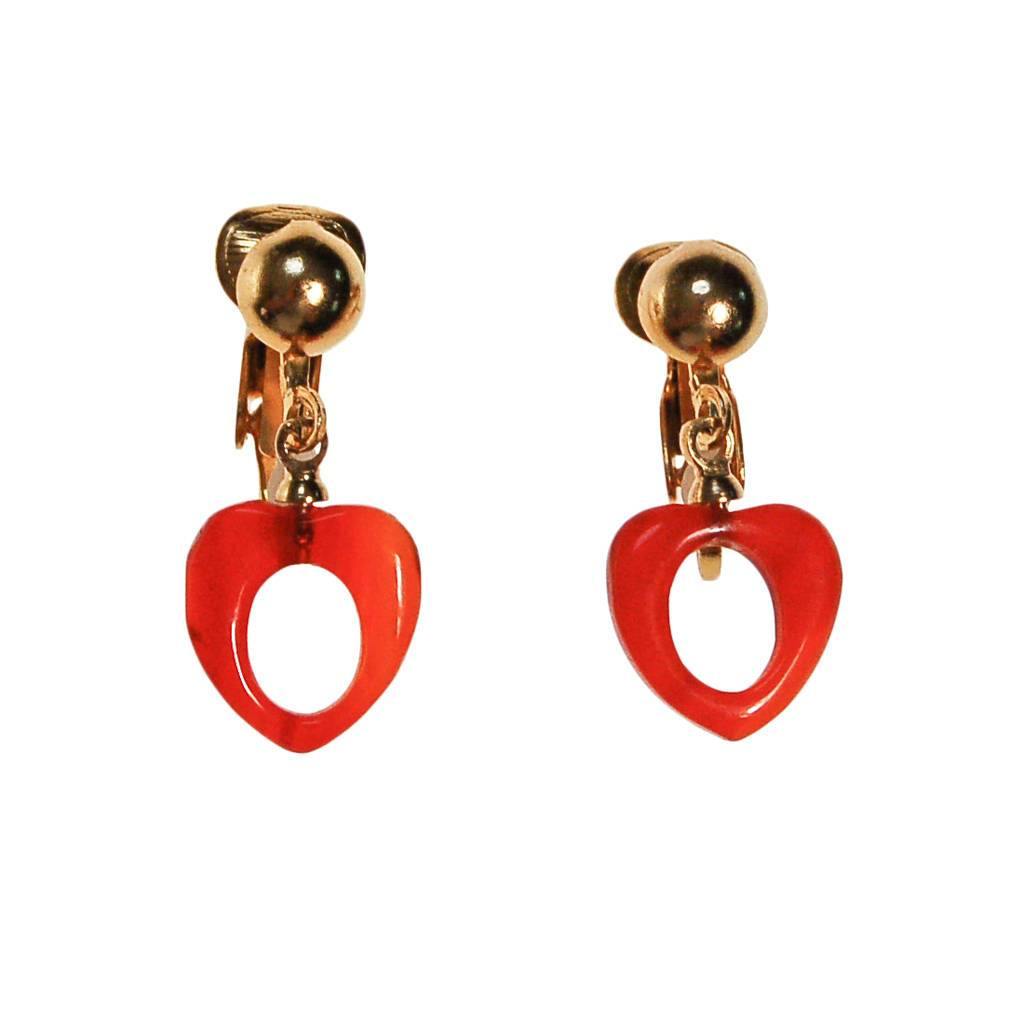 Diane von Furstenberg Carnelian Heart Earrings by Diane von Furstenberg - Vintage Meet Modern Vintage Jewelry - Chicago, Illinois - #oldhollywoodglamour #vintagemeetmodern #designervintage #jewelrybox #antiquejewelry #vintagejewelry