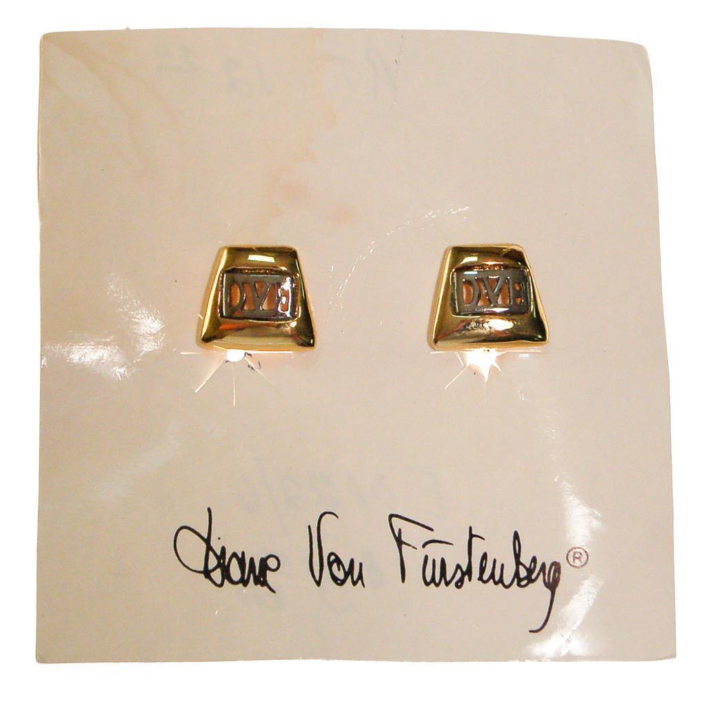 DVF Logo Earrings, Silver and Gold by Diane von Furstenberg - Vintage Meet Modern Vintage Jewelry - Chicago, Illinois - #oldhollywoodglamour #vintagemeetmodern #designervintage #jewelrybox #antiquejewelry #vintagejewelry