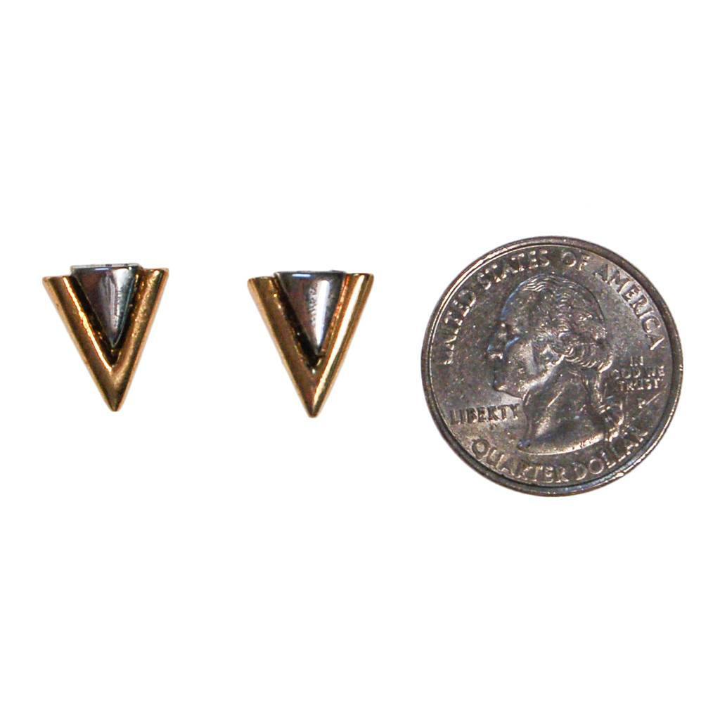 Diane von Furstenberg Gold and Silver Triangle Earring by Diane von Furstenberg - Vintage Meet Modern Vintage Jewelry - Chicago, Illinois - #oldhollywoodglamour #vintagemeetmodern #designervintage #jewelrybox #antiquejewelry #vintagejewelry