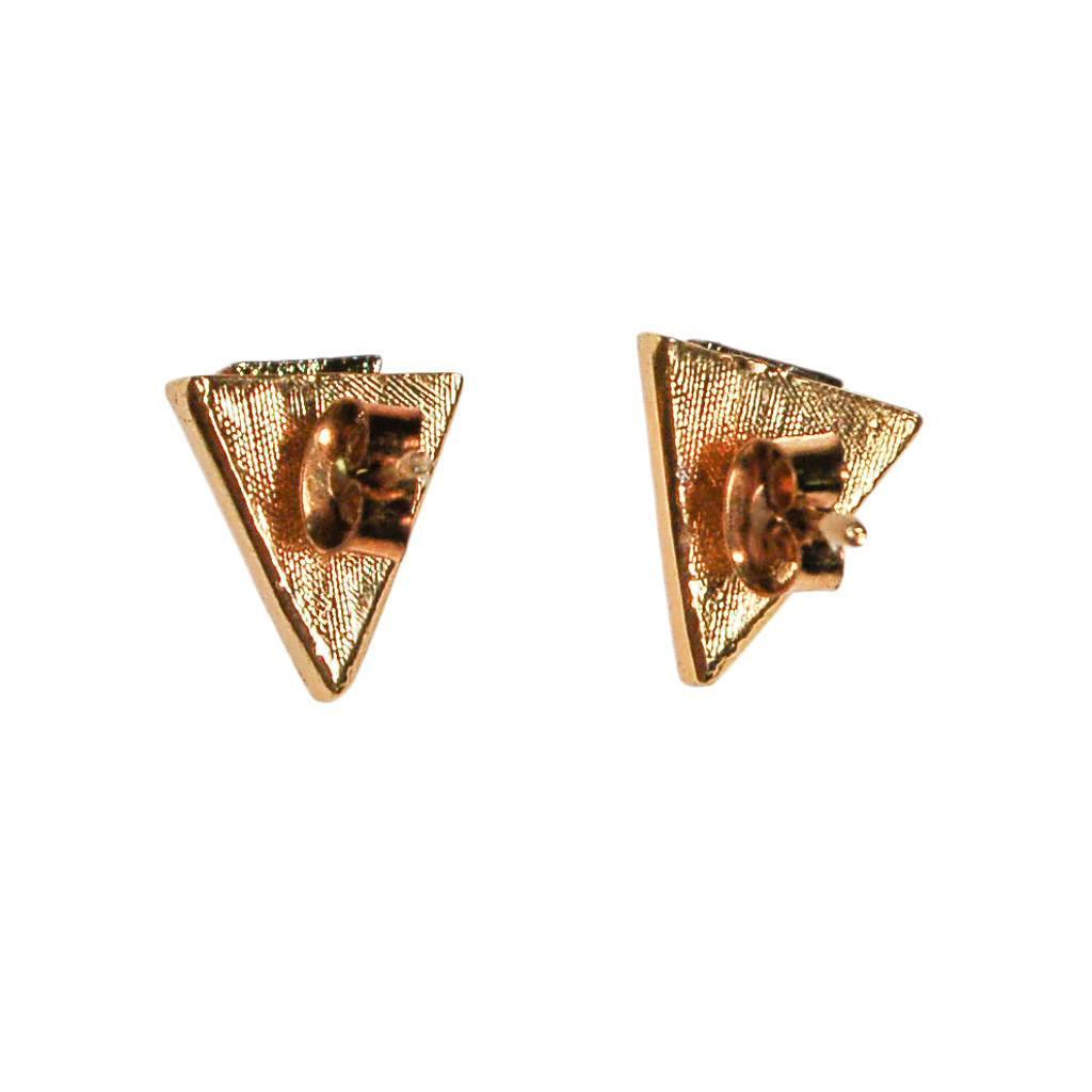 Diane von Furstenberg Gold and Silver Triangle Earring by Diane von Furstenberg - Vintage Meet Modern Vintage Jewelry - Chicago, Illinois - #oldhollywoodglamour #vintagemeetmodern #designervintage #jewelrybox #antiquejewelry #vintagejewelry