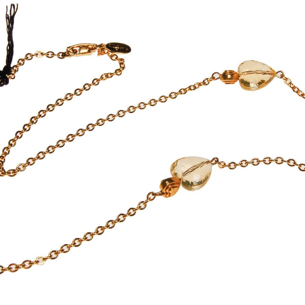 Diane von Furstenberg Golden Crystal Heart Necklace by Diane von Furstenberg - Vintage Meet Modern Vintage Jewelry - Chicago, Illinois - #oldhollywoodglamour #vintagemeetmodern #designervintage #jewelrybox #antiquejewelry #vintagejewelry