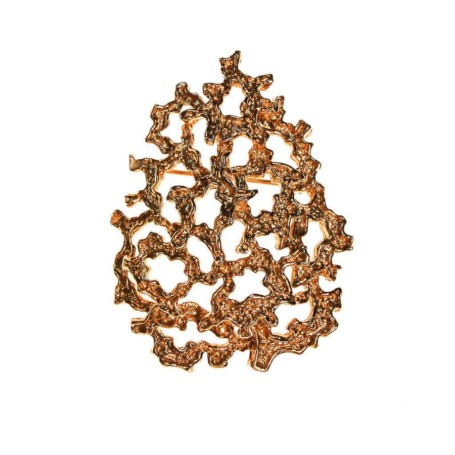 Vintage Panetta Brutalist Modern Gold Tone Brooch, Pendant by Panetta - Vintage Meet Modern Vintage Jewelry - Chicago, Illinois - #oldhollywoodglamour #vintagemeetmodern #designervintage #jewelrybox #antiquejewelry #vintagejewelry