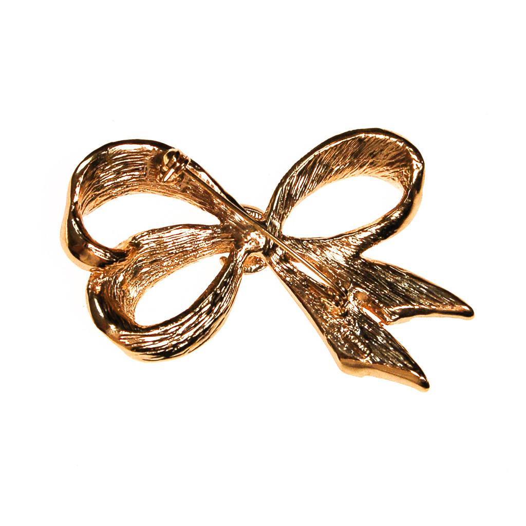 Vintage Roman Gold Bow Brooch with Rhinestones, Gold Ribbon, Bow Pin, Bow Brooch by Roman - Vintage Meet Modern Vintage Jewelry - Chicago, Illinois - #oldhollywoodglamour #vintagemeetmodern #designervintage #jewelrybox #antiquejewelry #vintagejewelry