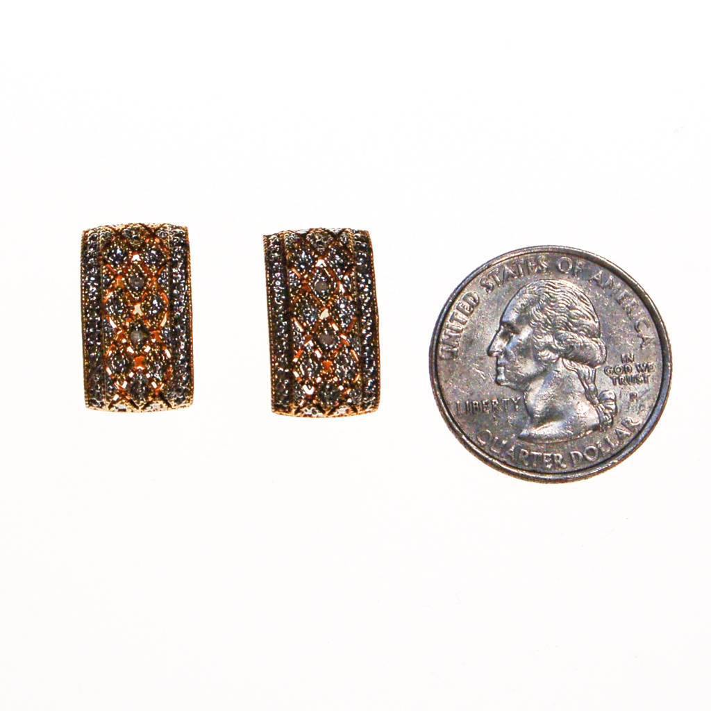 Diamonique Filigree Stud Earrings, Sterling Silver, 18kt Gold, Pierced Earrings by Diamonique - Vintage Meet Modern Vintage Jewelry - Chicago, Illinois - #oldhollywoodglamour #vintagemeetmodern #designervintage #jewelrybox #antiquejewelry #vintagejewelry