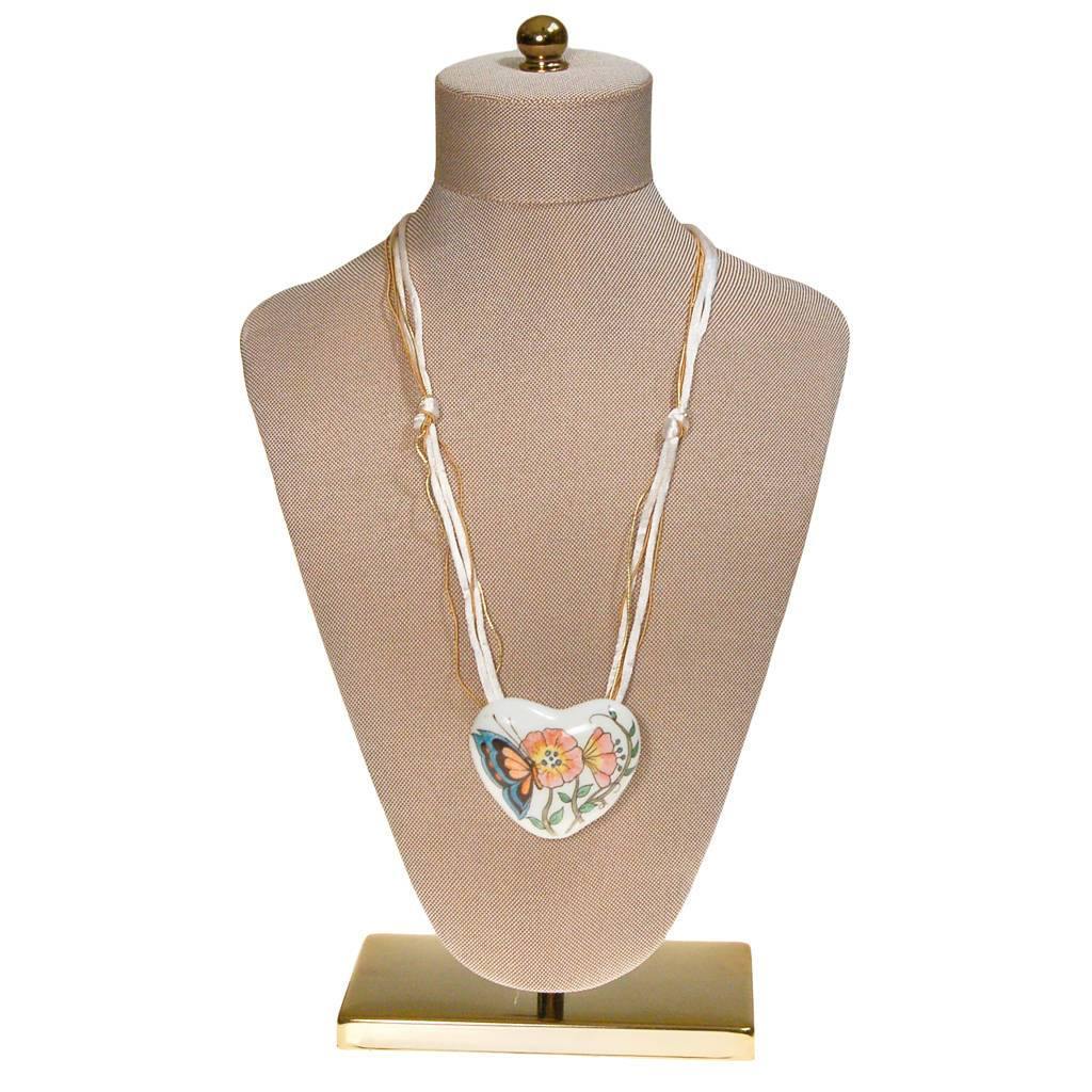 Diane Von Furstenberg Hand Painted Heart Pendant Statement Necklace by Diane von Furstenberg - Vintage Meet Modern Vintage Jewelry - Chicago, Illinois - #oldhollywoodglamour #vintagemeetmodern #designervintage #jewelrybox #antiquejewelry #vintagejewelry
