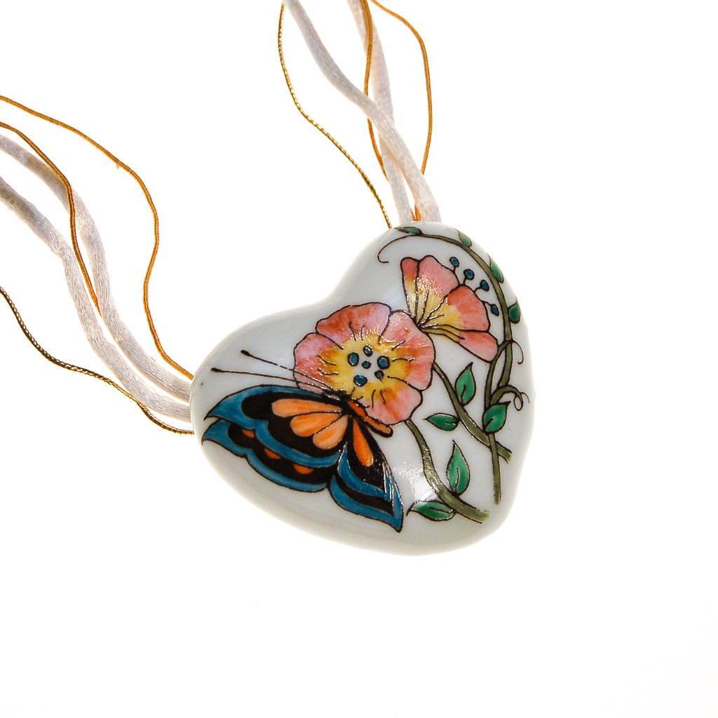 Diane Von Furstenberg Hand Painted Heart Pendant Statement Necklace