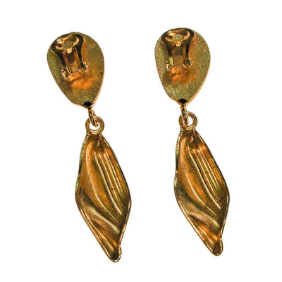 Gold Tone Long Dangling Statement Earrings, 1970s, Clip On by 1970s - Vintage Meet Modern Vintage Jewelry - Chicago, Illinois - #oldhollywoodglamour #vintagemeetmodern #designervintage #jewelrybox #antiquejewelry #vintagejewelry