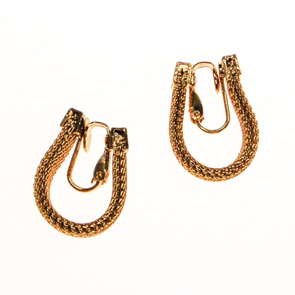 Diane von Furstenberg Gold Mesh Huggie Hoop Earrings by Diane von Furstenberg - Vintage Meet Modern Vintage Jewelry - Chicago, Illinois - #oldhollywoodglamour #vintagemeetmodern #designervintage #jewelrybox #antiquejewelry #vintagejewelry
