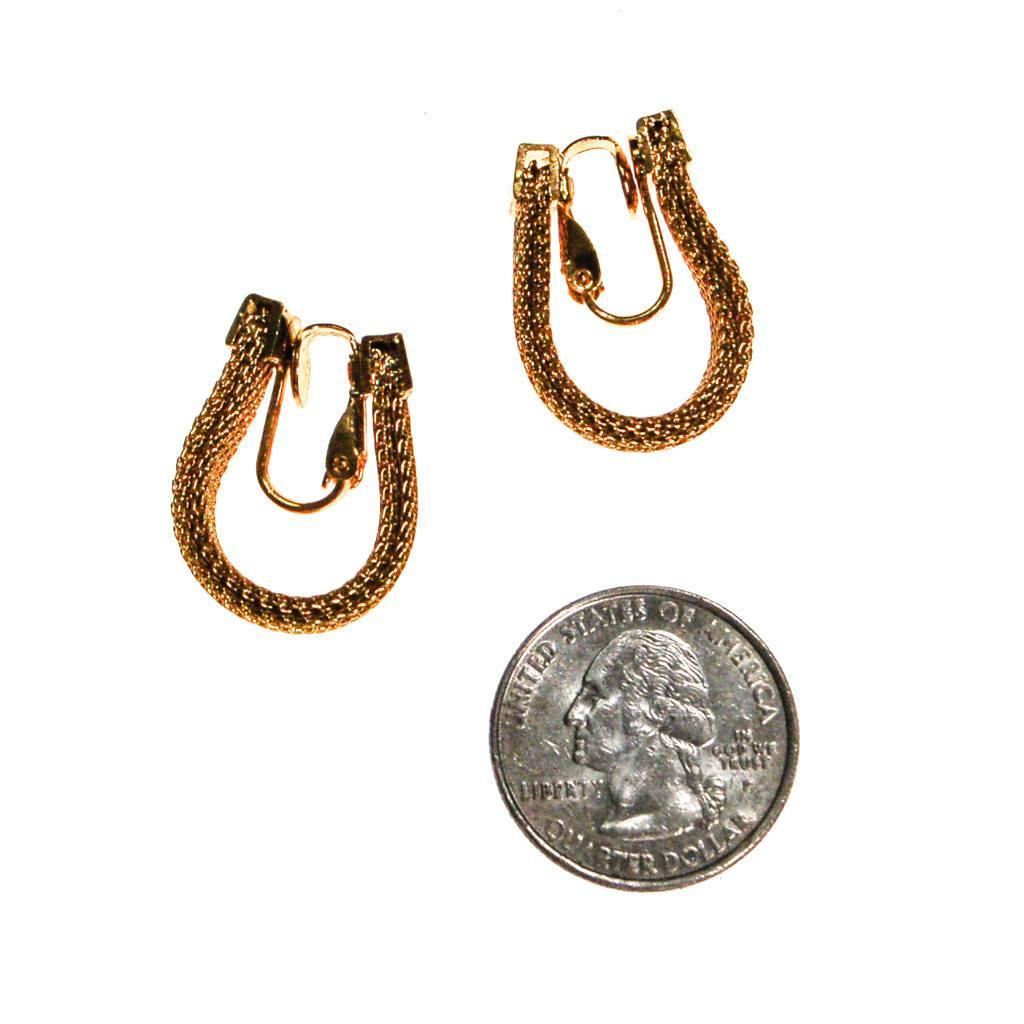 Diane von Furstenberg Gold Mesh Huggie Hoop Earrings by Diane von Furstenberg - Vintage Meet Modern Vintage Jewelry - Chicago, Illinois - #oldhollywoodglamour #vintagemeetmodern #designervintage #jewelrybox #antiquejewelry #vintagejewelry