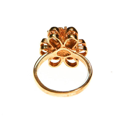 Gold Tone Flower Ring with CZ's by 1960s - Vintage Meet Modern Vintage Jewelry - Chicago, Illinois - #oldhollywoodglamour #vintagemeetmodern #designervintage #jewelrybox #antiquejewelry #vintagejewelry