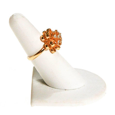 Gold Tone Flower Ring with CZ's by 1960s - Vintage Meet Modern Vintage Jewelry - Chicago, Illinois - #oldhollywoodglamour #vintagemeetmodern #designervintage #jewelrybox #antiquejewelry #vintagejewelry