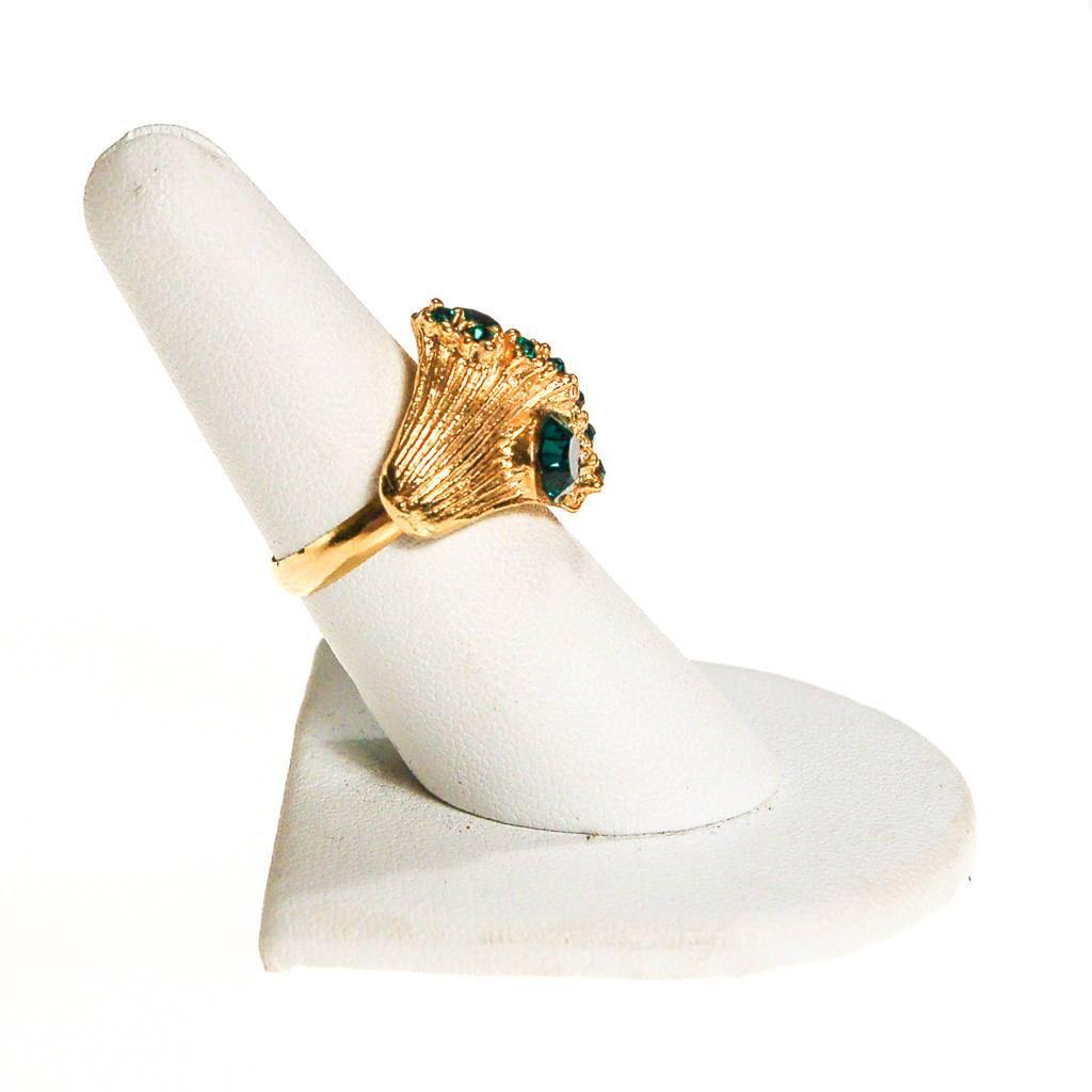 1960s Emerald Green Rhinestone Statement Ring by 1960s - Vintage Meet Modern Vintage Jewelry - Chicago, Illinois - #oldhollywoodglamour #vintagemeetmodern #designervintage #jewelrybox #antiquejewelry #vintagejewelry