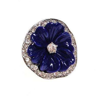 Huge Blue Pansy Flower Cocktail Ring by Kenneth Jay Lane by Kenneth Jay Lane - Vintage Meet Modern Vintage Jewelry - Chicago, Illinois - #oldhollywoodglamour #vintagemeetmodern #designervintage #jewelrybox #antiquejewelry #vintagejewelry