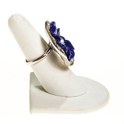 Huge Blue Pansy Flower Cocktail Ring by Kenneth Jay Lane by Kenneth Jay Lane - Vintage Meet Modern Vintage Jewelry - Chicago, Illinois - #oldhollywoodglamour #vintagemeetmodern #designervintage #jewelrybox #antiquejewelry #vintagejewelry