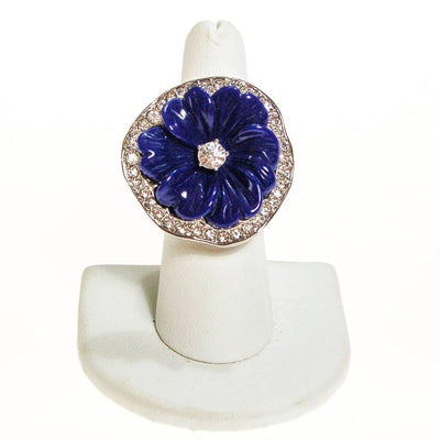 Huge Blue Pansy Flower Cocktail Ring by Kenneth Jay Lane by Kenneth Jay Lane - Vintage Meet Modern Vintage Jewelry - Chicago, Illinois - #oldhollywoodglamour #vintagemeetmodern #designervintage #jewelrybox #antiquejewelry #vintagejewelry